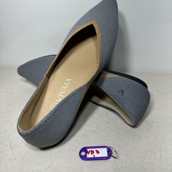 Vivaia Flats Womens 40 US 9-9,5 Sandy Blue Vienna Pointed Toe V Cut - Picture 1 of 7